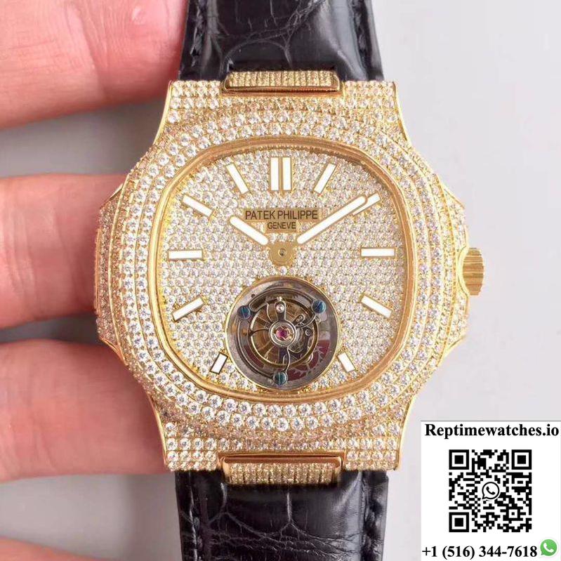 Patek Philippe Nautilus Jumbo 5711 Diamond Dial Tourbillon R8 Factory-Rep Time Watches