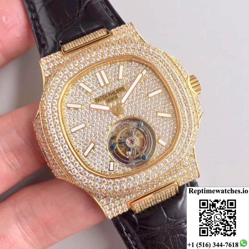 Patek Philippe Nautilus Jumbo 5711 Diamond Dial Tourbillon R8 Factory-Rep Time Watches