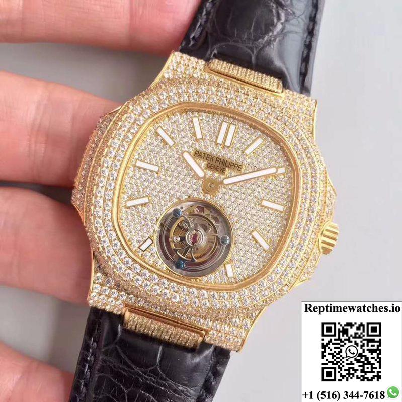 Patek Philippe Nautilus Jumbo 5711 Diamond Dial Tourbillon R8 Factory-Rep Time Watches