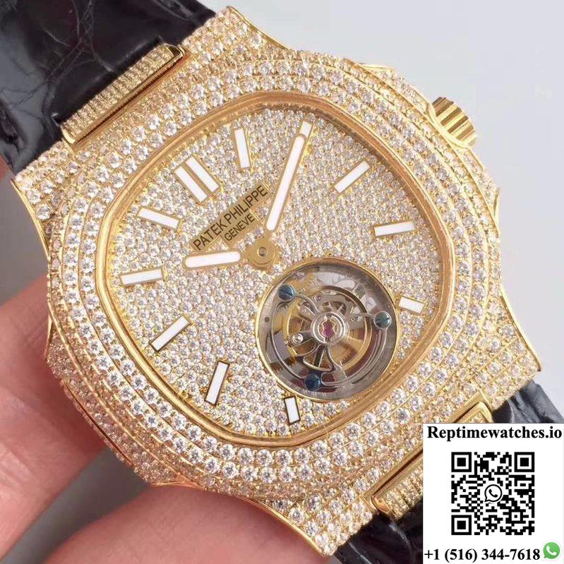 Patek Philippe Nautilus Jumbo 5711 Diamond Dial Tourbillon R8 Factory-Rep Time Watches