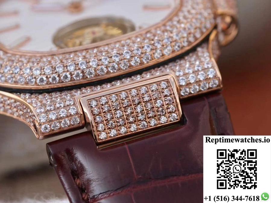 Patek Philippe Nautilus Jumbo 5711 Rose Gold Tourbillon 2018 R8 Factory White Dial-Rep Time Watches