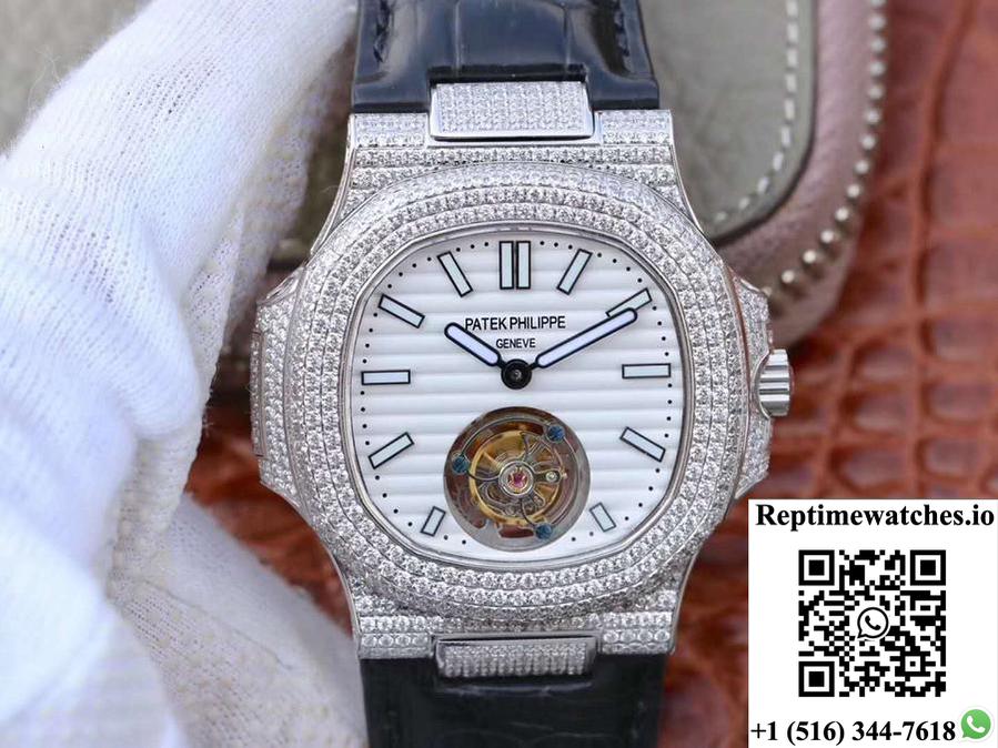 Patek Philippe Nautilus Jumbo 5711 Tourbillon 2018 R8 Factory White Dial-Rep Time Watches