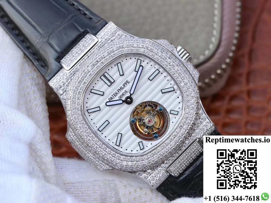 Patek Philippe Nautilus Jumbo 5711 Tourbillon 2018 R8 Factory White Dial-Rep Time Watches