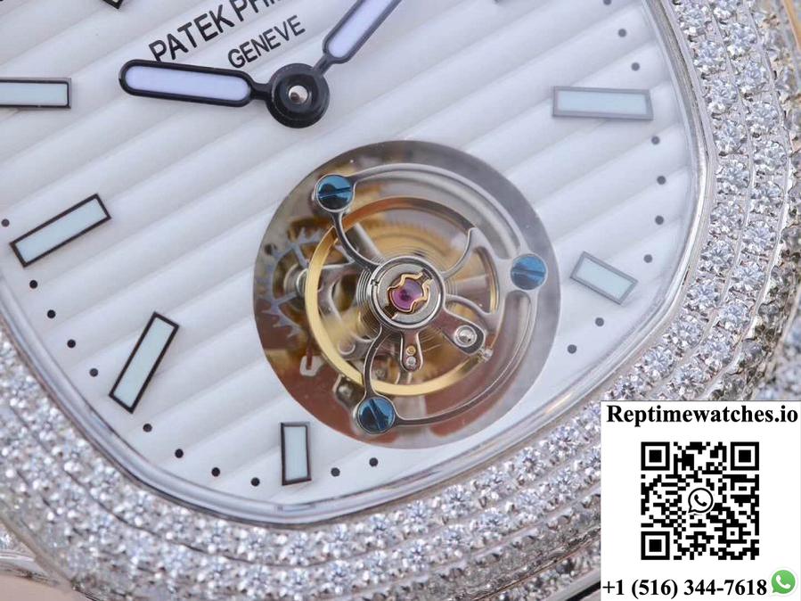 Patek Philippe Nautilus Jumbo 5711 Tourbillon 2018 R8 Factory White Dial-Rep Time Watches