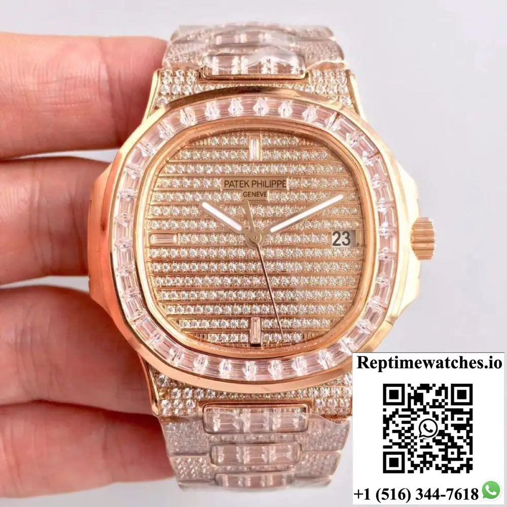 Patek Philippe Nautilus Jumbo 5719/1G-001 Rose Gold Diamonds Dial - Watches