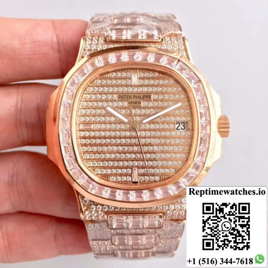 Patek Philippe Nautilus Jumbo 5719/1G-001 Rose Gold Diamonds Dial - Watches