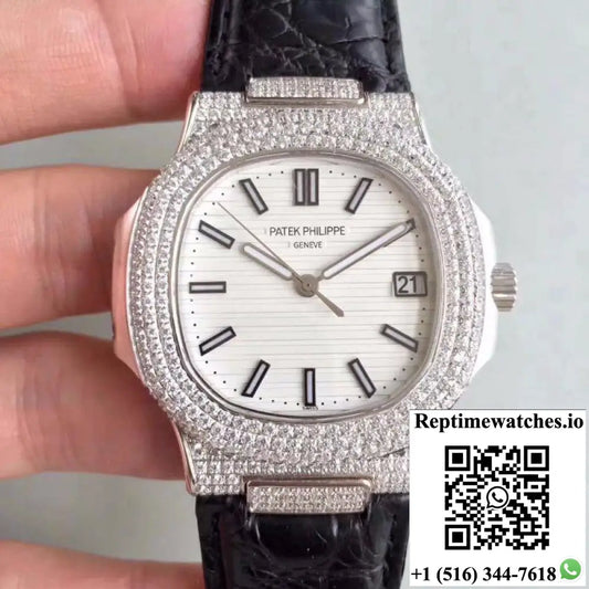 Patek Philippe Nautilus Jumbo 5719/1G-001 White Dial - Watches