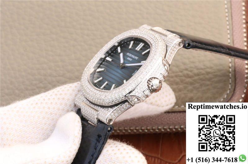 Patek Philippe Nautilus Jumbo 5719/1G-001 Km Factory Blue Dial-Rep Time Watches