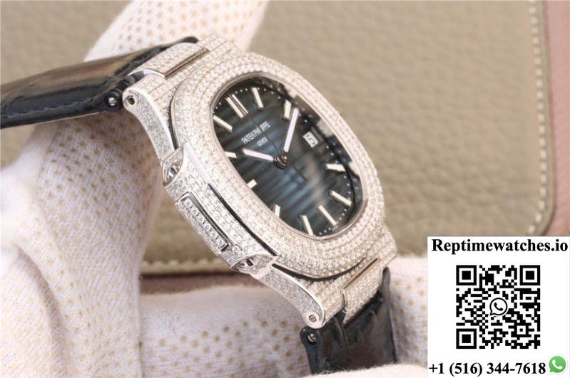 Patek Philippe Nautilus Jumbo 5719/1G-001 Km Factory Blue Dial-Rep Time Watches