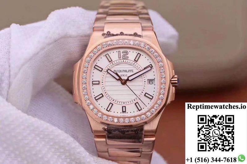 Patek Philippe Nautilus Ladies 7010/1R-011 Silver Dial-Rep Time Watches