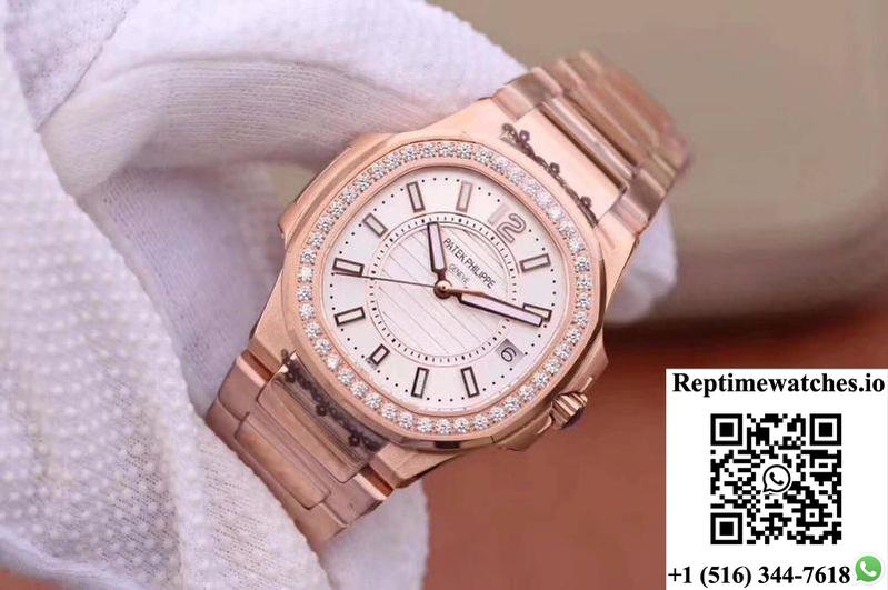 Patek Philippe Nautilus Ladies 7010/1R-011 Silver Dial-Rep Time Watches