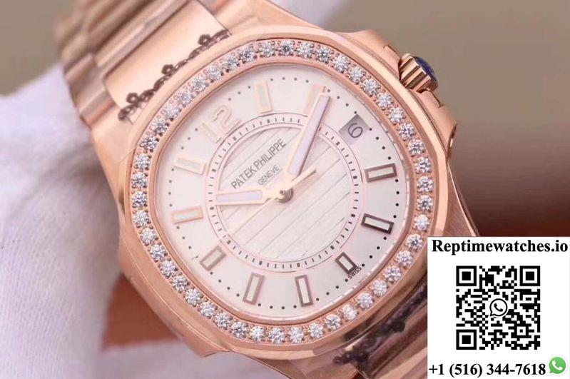 Patek Philippe Nautilus Ladies 7010/1R-011 Silver Dial-Rep Time Watches