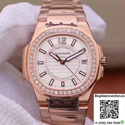 Patek Philippe Nautilus Ladies 7010/1R-011 Silver Dial-Rep Time Watches