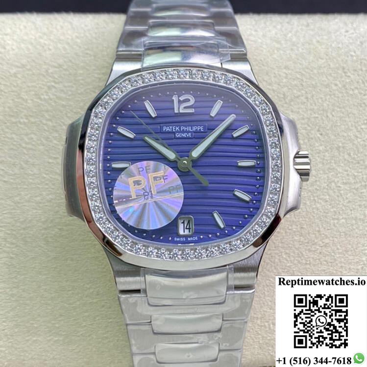 Patek Philippe Nautilus Ladies 7018/1A-010 Pf Factory Blue Dial-Rep Time Watches