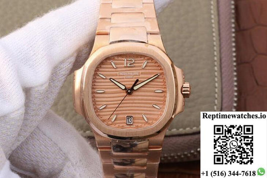 Patek Philippe Nautilus Ladies 7118-1R-010 Pf Factory Honey Gold Dial-Rep Time Watches