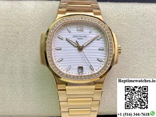 Patek Philippe Nautilus Ladies 7118/1200R-001 3K Factory Silver White Dial-Rep Time Watches