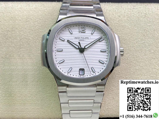 Patek Philippe Nautilus Ladies 7118/1A-010 3K Factory Silver Dial-Rep Time Watches