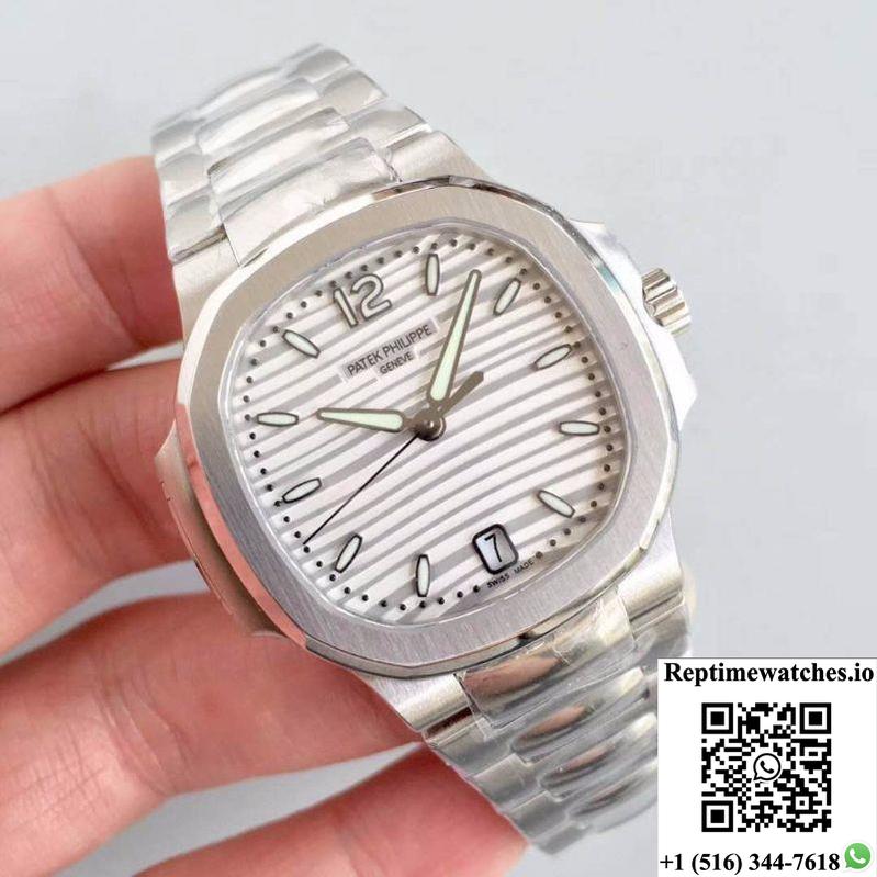 Patek Philippe Nautilus Ladies 7118/1A-010 Pf Factory White Dial-Rep Time Watches