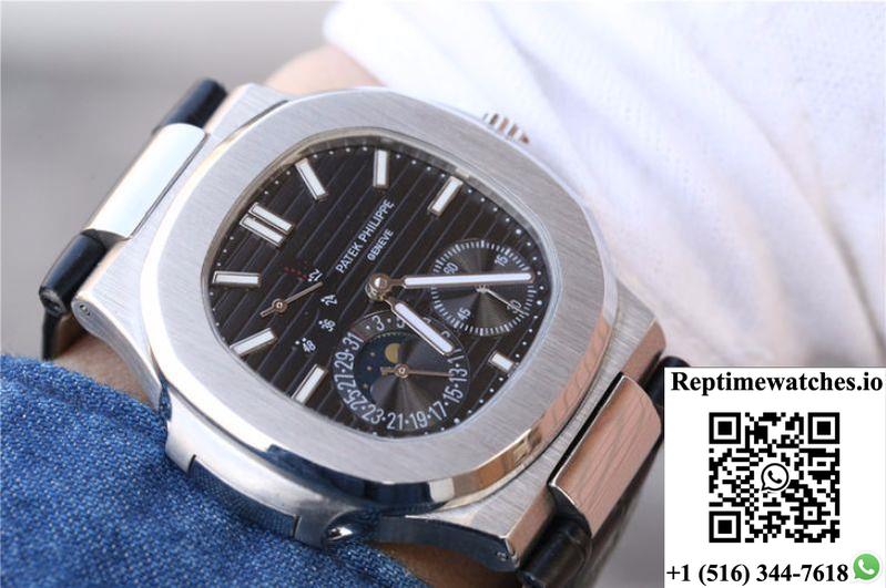 Patek Philippe Nautilus Moonphase 5712G-001 Black Dial-Rep Time Watches
