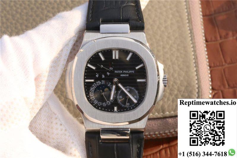Patek Philippe Nautilus Moonphase 5712G-001 Black Dial-Rep Time Watches