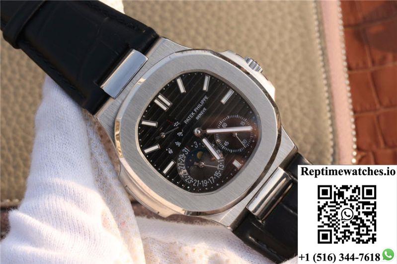 Patek Philippe Nautilus Moonphase 5712G-001 Black Dial-Rep Time Watches