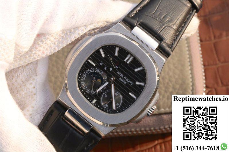 Patek Philippe Nautilus Moonphase 5712G-001 Black Dial-Rep Time Watches