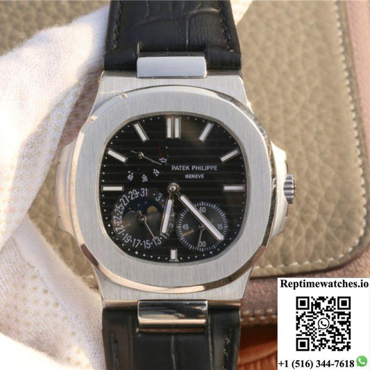 Patek Philippe Nautilus Moonphase 5712G-001 Black Dial-Rep Time Watches