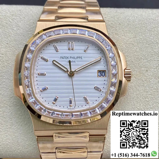 Patek Philippe Nautilus PPF Factory Rose Gold White Dial - Watches