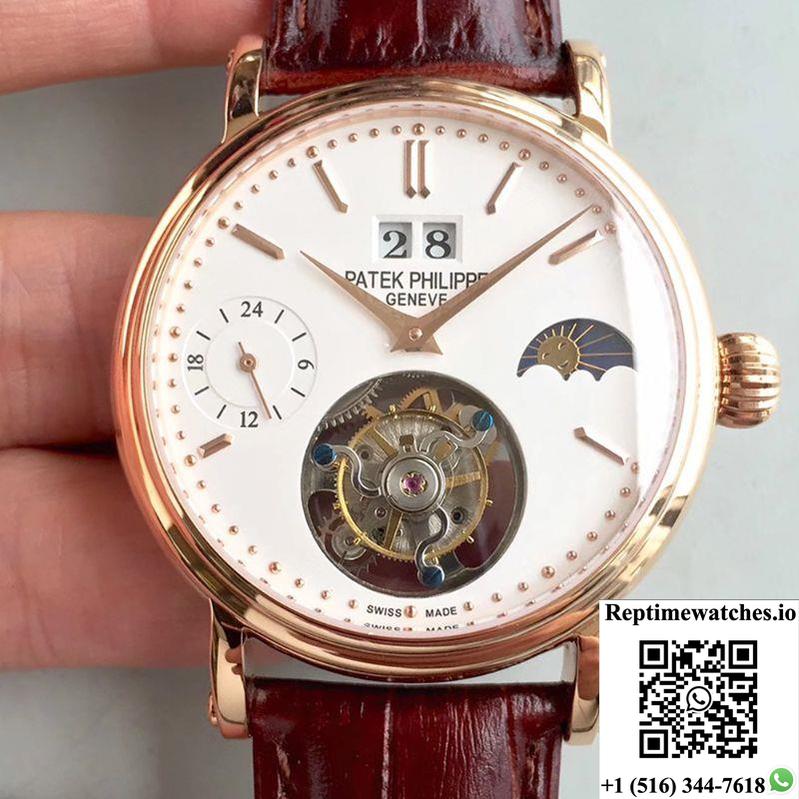 Patek Philippe Tourbillon Moonphase 24H Power Reserve White Dial-Rep Time Watches
