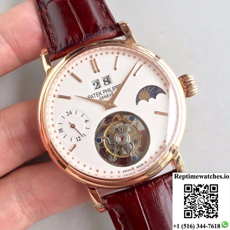 Patek Philippe Tourbillon Moonphase 24H Power Reserve White Dial-Rep Time Watches