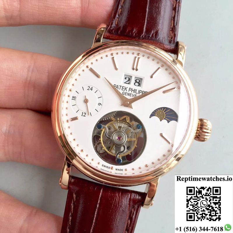 Patek Philippe Tourbillon Moonphase 24H Power Reserve White Dial-Rep Time Watches