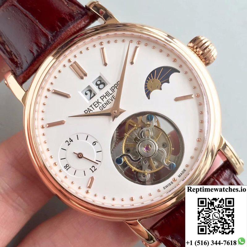 Patek Philippe Tourbillon Moonphase 24H Power Reserve White Dial-Rep Time Watches