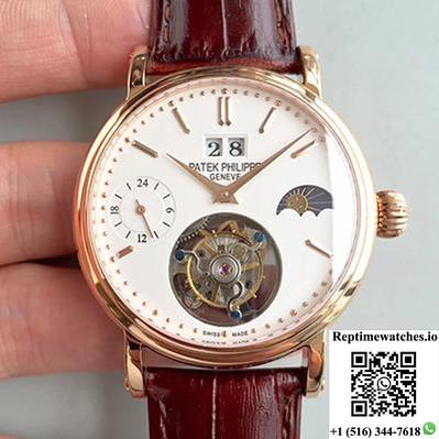Patek Philippe Tourbillon Moonphase 24H Power Reserve White Dial-Rep Time Watches
