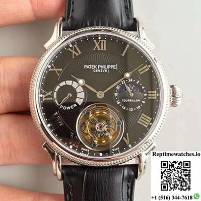 Patek Philippe Tourbillon Moonphase Black Dial-Rep Time Watches