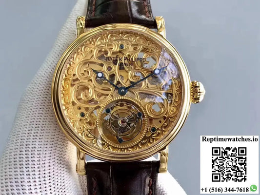Patek Philippe Tourbillon Yellow Gold Skeleton Dial AI Factory