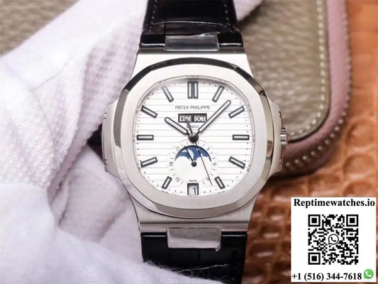 PF Factory Patek Philippe Nautilus 5726/1A-010 Moonphase Black Leather Strap AI Factory