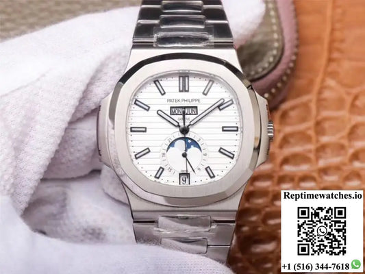 PF Factory Patek Philippe Nautilus 5726/1A-010 Moonphase Silver White Dial AI Factory
