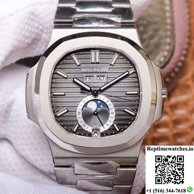 Pf Factory Patek Philippe Nautilus 5726/1A-001 Moonphase Gray Dial-Rep Time Watches