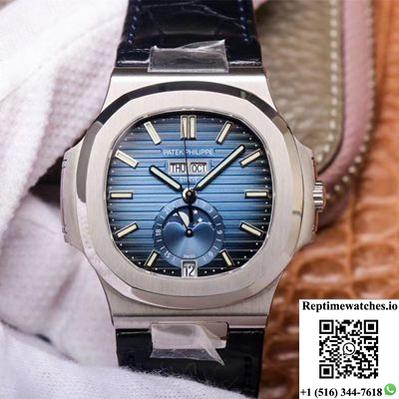 Pf Factory Patek Philippe Nautilus 5726/1A-014 Moonphase Black Leather Strap-Rep Time Watches