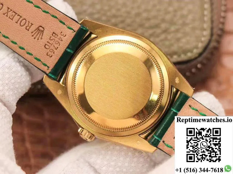Replica Rolex Day-Date 36Mm Green Enamel Diamond Gypsophila Gold Dial Watch-Rep Time Watches