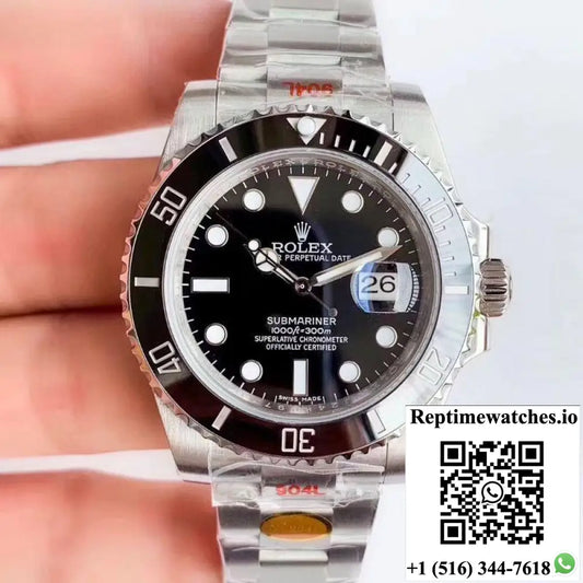 Replica Rolex Submariner Date Oyster 40mm Oystersteel 116610LN Noob Factory V10 Replica Black dial watch AI Factory