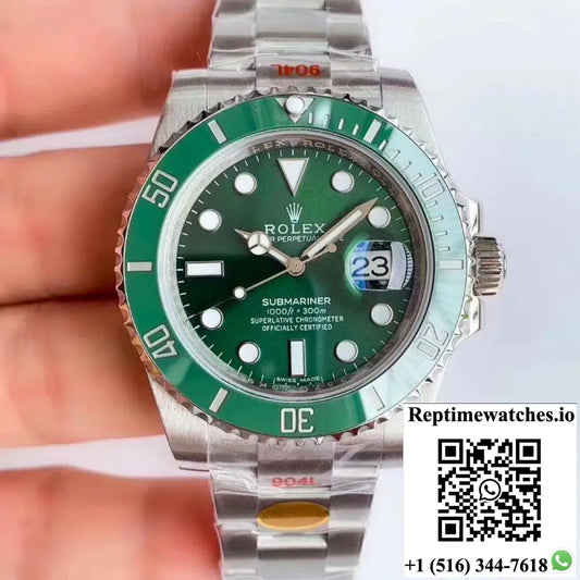 Replica Rolex Submariner Date Oyster 40mm Oystersteel 116610LV Noob Factory V10 Replica Green dial watch AI Factory