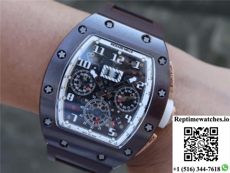 Richard Mille Chronograph Rm011 Kv Factory Brown Crystal Dial-Rep Time Watches