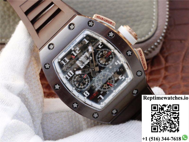 Richard Mille Chronograph Rm011 Kv Factory Brown Crystal Dial-Rep Time Watches