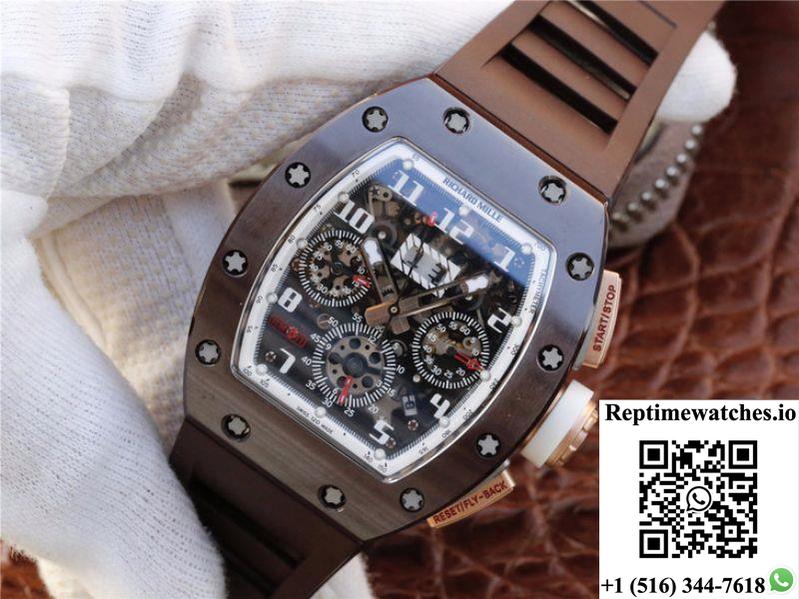 Richard Mille Chronograph Rm011 Kv Factory Brown Crystal Dial-Rep Time Watches