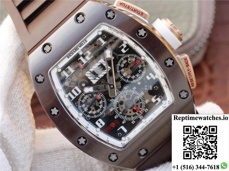 Richard Mille Chronograph Rm011 Kv Factory Brown Crystal Dial-Rep Time Watches