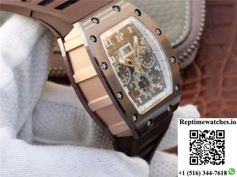 Richard Mille Chronograph Rm011 Kv Factory Brown Crystal Dial-Rep Time Watches