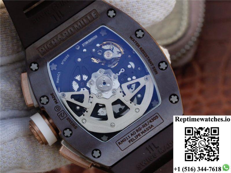 Richard Mille Chronograph Rm011 Kv Factory Brown Crystal Dial-Rep Time Watches