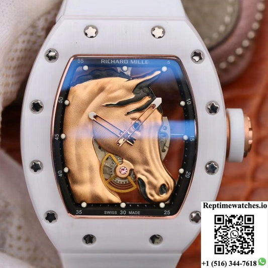 Richard Mille Polo Club Saint Tropez Rm52-02 Kv Factory Gold Horse Head Skeleton Dial-Rep Time Watches