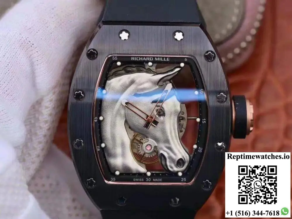 Richard Mille Polo Club Saint Tropez RM52-02 KV Factory White Horse Head Skeleton Dial - Watches